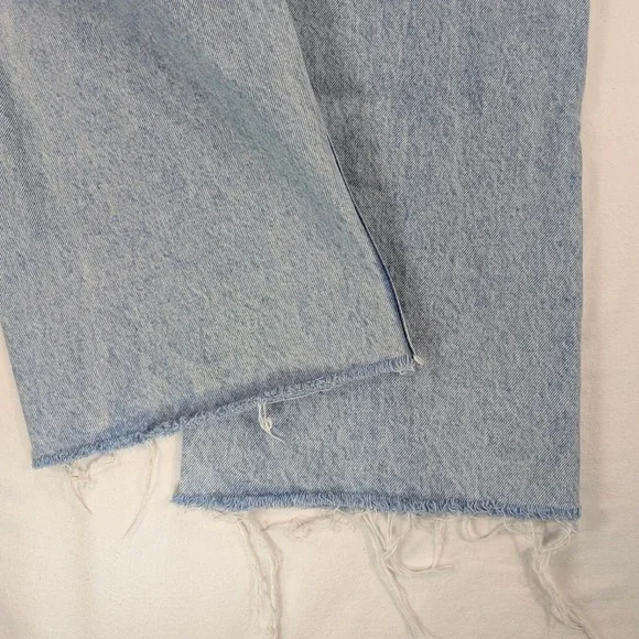 ZARA Wide Leg Jeans Womens 6 100% Cotton Distressed Denim 90's Grunge y2k Preppy - Picture 9 of 12
